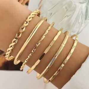 6 pc set Golden Bangle Bracelet Set